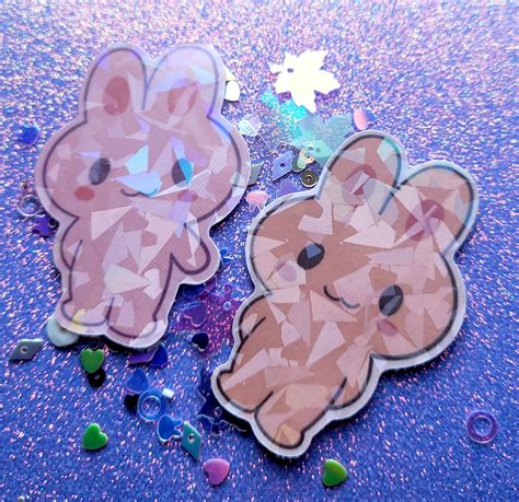 Kawaii Holographic Bunny Sticker Set Etsy