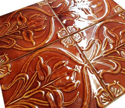 1 Of 300 Art Nouveau Relief Tiles Morialmé Circa 1930s For Sale At