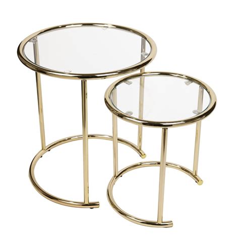 Rather make a different impression? DANYA B Gold Nested Round End Tables with Clear Glass (Set ...