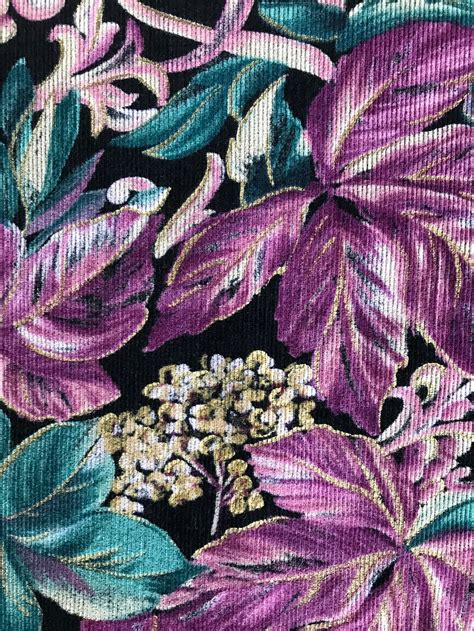 Vintage Floral Printed Corduroy Fabric Large Piece Etsy