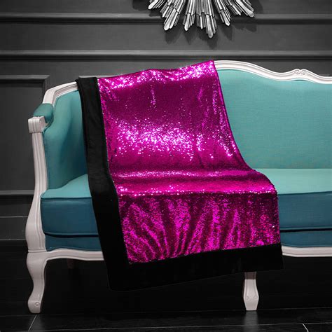 Reversible Sequin Sparkle Throw Blanket Pink Reverse To Black