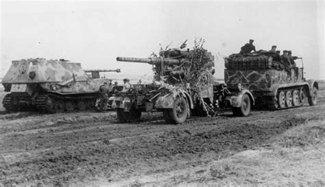 Waffen Arsenal A Sdkfz7 Towing An 88mm Flak 36 Or 37 Passes A Halted