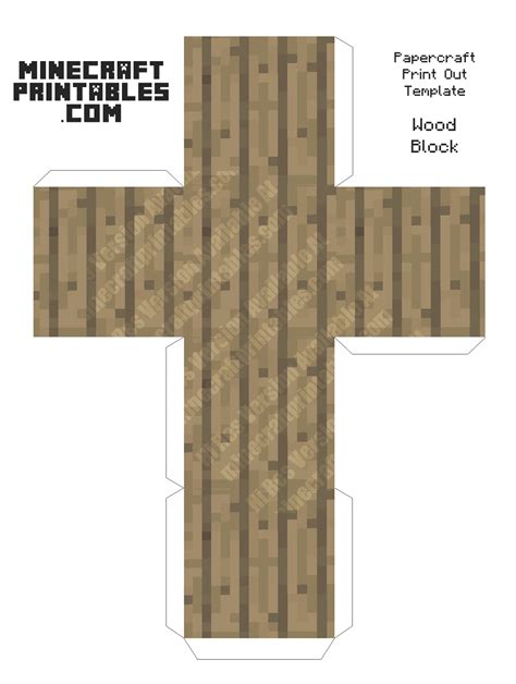 Wood Block Minecraft Wood Block Printable Papercraft Template