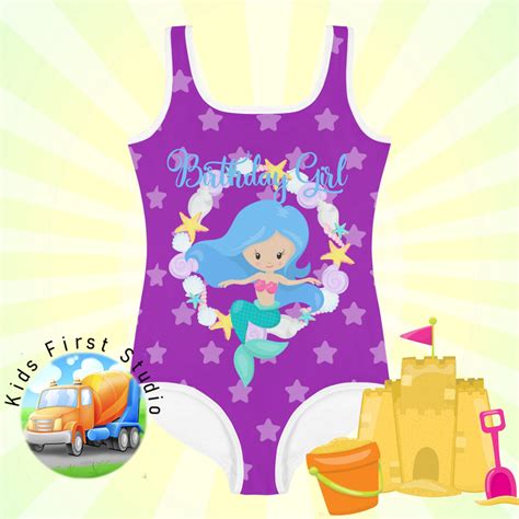 birthday girl cute mermaid swimsuit girls one piece swimsuit etsy