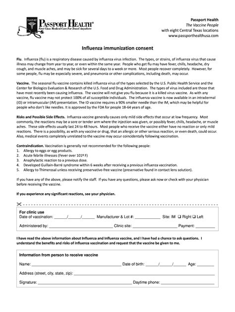 Infuenza Immunization Consent Fill And Sign Printable Template Online
