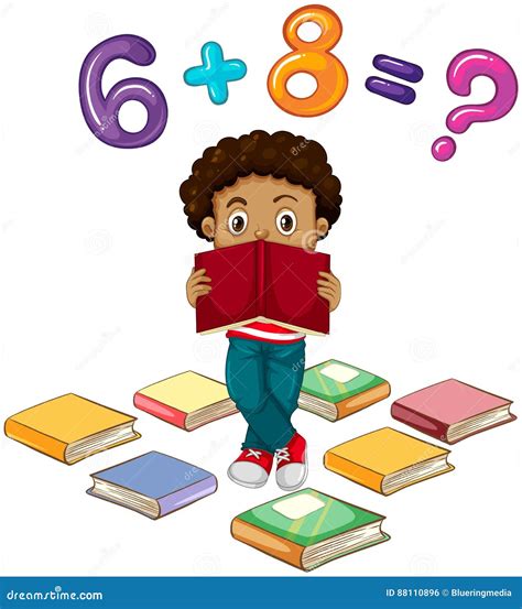 Boy Solving Math Problem Stock Vector Illustration Of Book 88110896