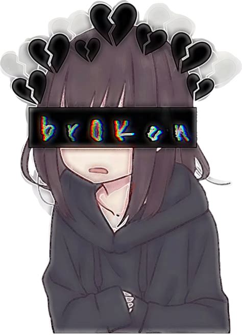 Broken Depressed Anime Sadgirl Sticker By Strwbrykuma