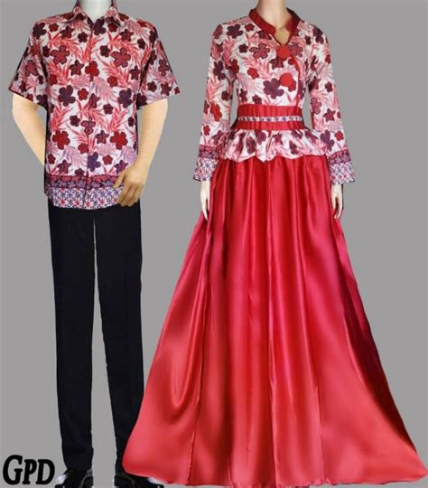 10 Model Baju Batik Couple Gamis Elegan Terbaru 2020