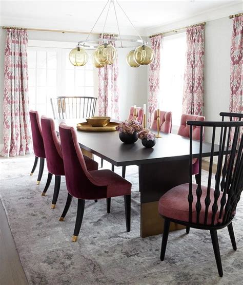 Pink Dining Room With Pink And Gray Rug Contemporary Dining Room