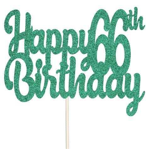 Happy 66th Birthday Glitter Cake Topper Party Celebration Etsy