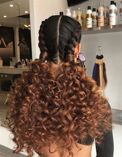 Double French Braids With Curly Extensions Braidedhairstyles Curly