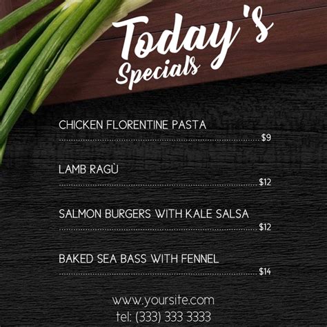 Todays Specials Menu Table Instagram Post Template Postermywall