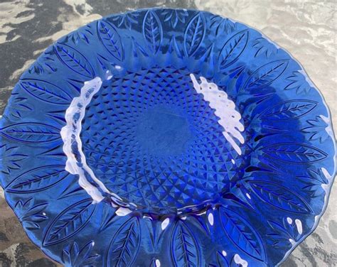 Vintage Cobalt Blue Avon Royal Sapphire Leaf Embossed Dinner Etsy