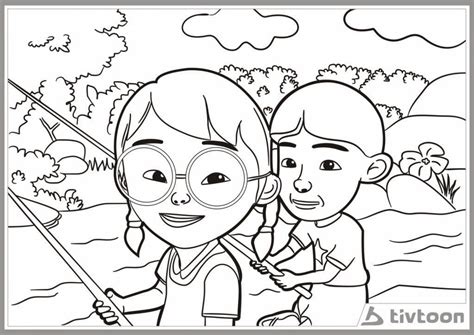 Gambar Mewarnai Upin Ipin