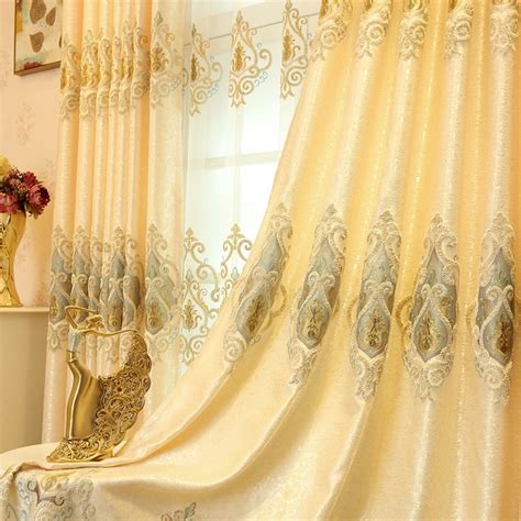 Buy European Shading Embroidered Curtain Gold Romantic