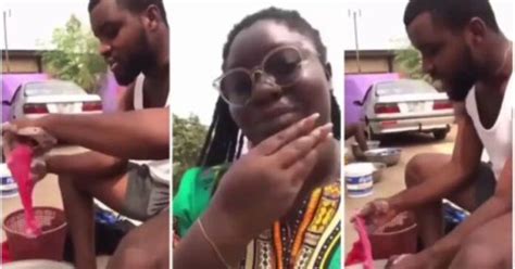 ghanaian man happily washing his girlfriend s panties whiles she slays angers social media folks