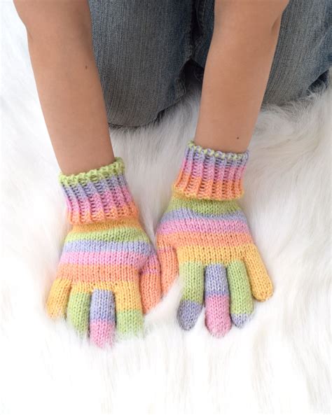 Kids Light Rainbow Gloves Striped 75 Wool Winter Gloves Etsy