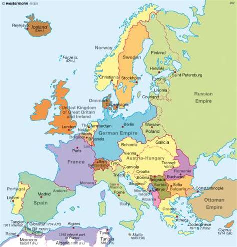 Map World Europe World War 1