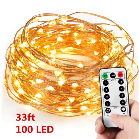 100 Leds String Lights With 8 Modes Remote Control Aa Battery Powered