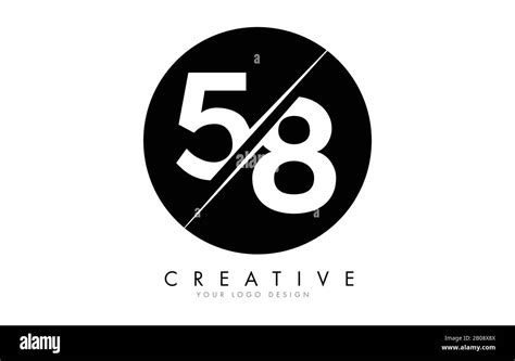 58 5 8 Number Logo Design With A Creative Cut And Black Circle