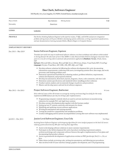 Cv examples see perfect cv samples that get jobs. Software Engineer Resume Writing Guide | + 12 Samples ...