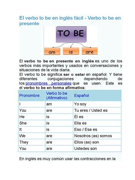 El Verbo To Be En Inglés Fácil Verbo Idiomas Prueba Gratuita De