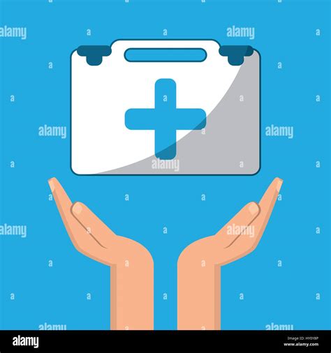 Hands With Kit First Aid Medical Assistance Stock Vector Image Art