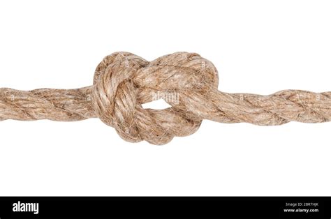 Another Side Of Overhand Knot Tied On Thick Jute Rope Isolated On White