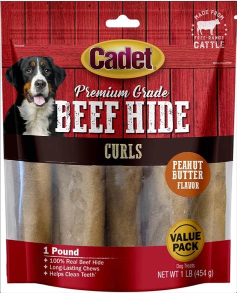 Cadet Premium Grade Beef Hide Chew Curls Dog Treats Peanut Butter 1