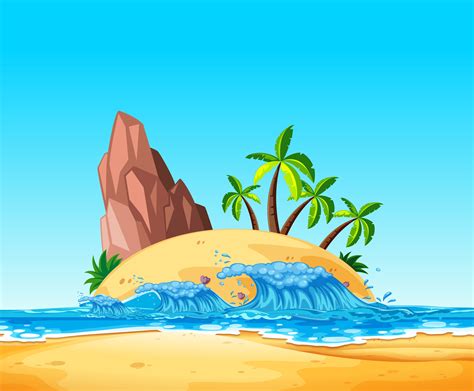 A Tropical Island And Wave 304429 Vector Art At Vecteezy