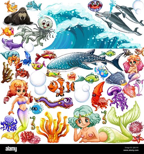 Different Types Of Sea Animals Illustration Stock Vector Image And Art