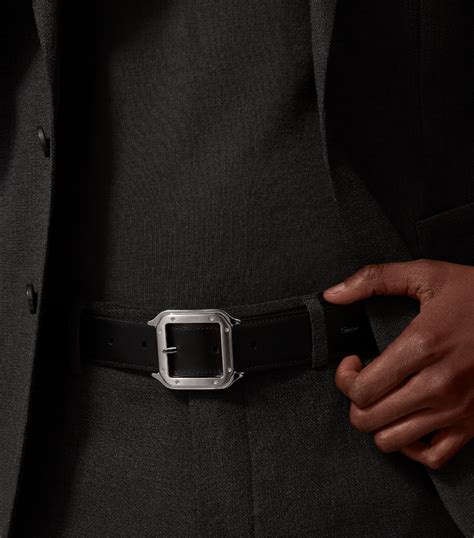 Cartier Black Leather Santos De Cartier Reversible Belt Harrods Uk