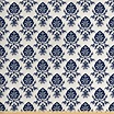 Damask Fabric by The Yard, Monochrome Traditional Leaves Ornaments ...