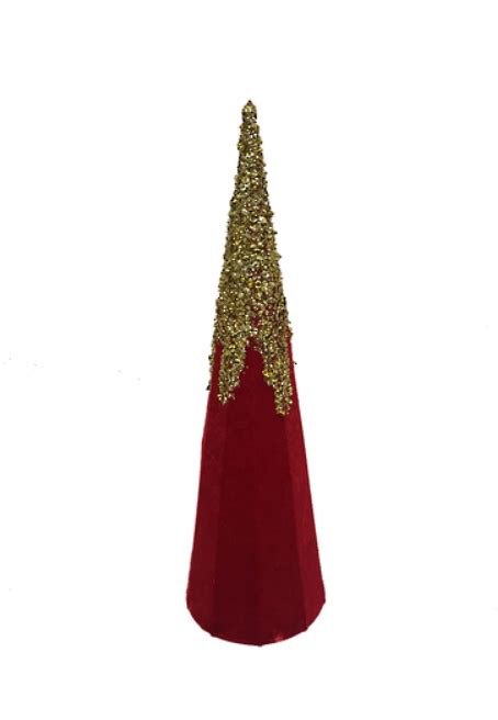 Red Velvet Gold Glitter Cone Tree 40cmh Dreaming Of Christmas The