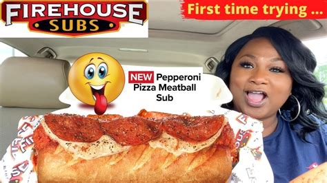 Firehouse Subs New Pepperoni Pizza Meatball Sub Mukbang Youtube
