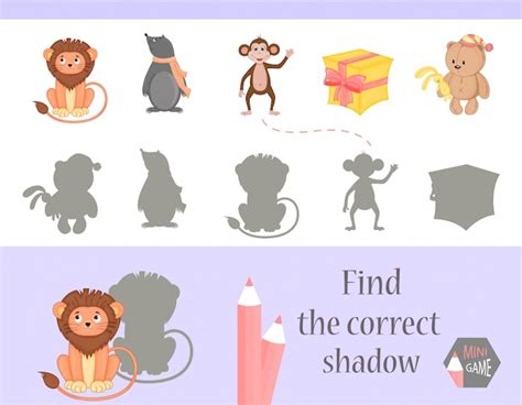 Premium Vector Find The Correct Shadow Education Game For Children