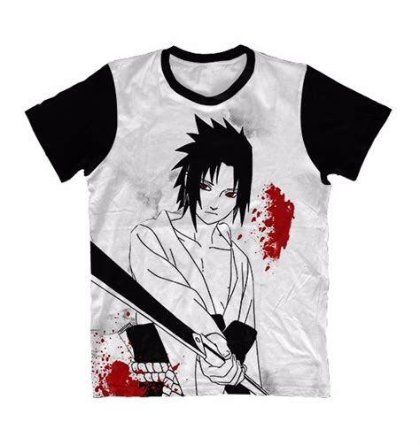 Camiseta Naruto Sasuke Uchiha Espada Camisa Anime R 5490 Em