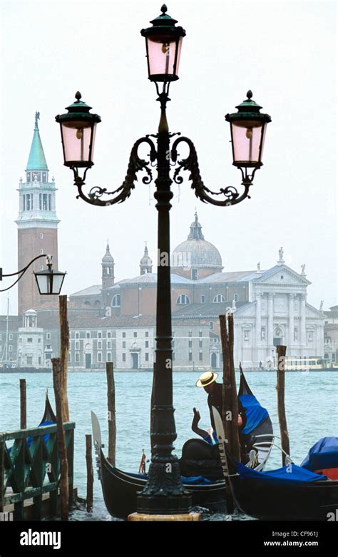 Italy Europe Venice Venezia Gondola Lantern Church Campanile