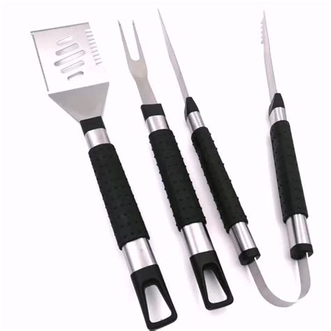 Bbq Aid 3 Piece Grill Set Tongsspatula And Fork Heavy Duty Stainless
