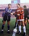 Giuseppe Baresi and Franco Baresi shake hands before the match between ...