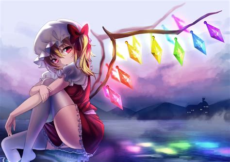 Short Hair Blonde Red Eyes Anime Anime Girls Touhou Flandre