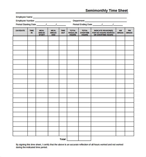 Semi Monthly Timesheet Template Excel Collection