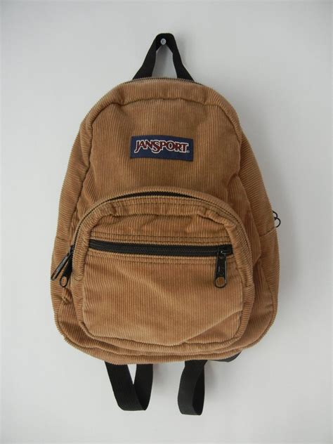 Jansport Mini Backpack Tan Corduroy Hipster 90s