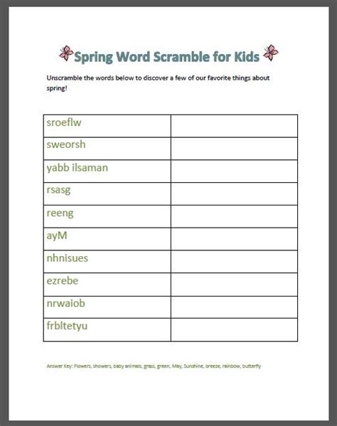 Free Printable Spring Word Scramble For Kids My Teen Guide