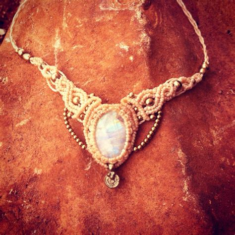 Moonstone Necklace Macrame Necklace Rainbow Moonstone Etsy