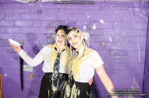 Schoolgirl Pie Fight Maude And Rosemary Plaster Each Other In Pies In