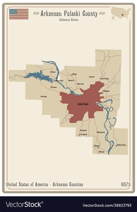 Map Pulaski County In Arkansas Royalty Free Vector Image