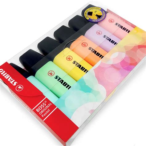 Stabilo Boss New Pastel Highlighters Assorted 6 Colors Set Chisel Tip