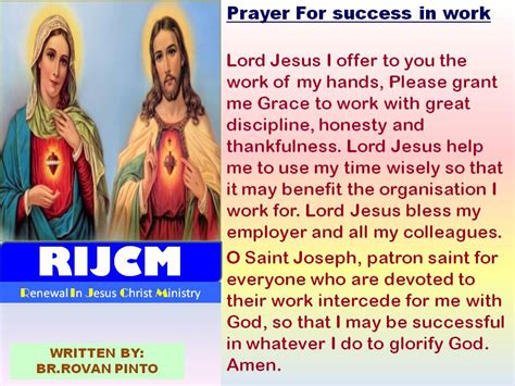 Catholic Saints And Prayers Prayer For Success In Work By Rovan Pinto