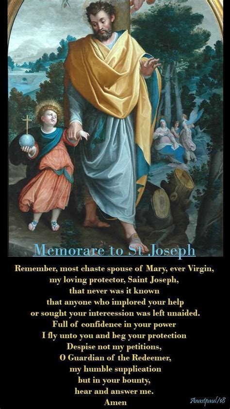 Memorare To St Joseph Remember Most Chaste Spouse Of Mary Ever Virgin